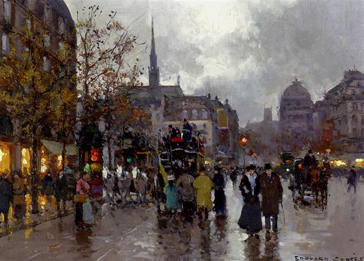 View of the Street Rivoli and Notre Dame - Edouard Cortes