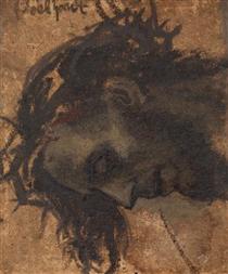 Study For The Head Of Christ In A Crucifixion - Эдуард фон Гебхардт