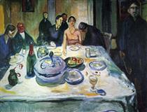 The Wedding of the Bohemian, Munch Seated on the Far Left - Едвард Мунк