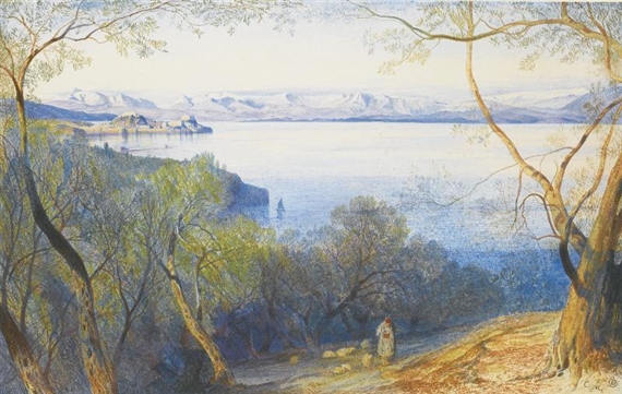 A distant view of the Citadel, Corfu - Едвард Лір