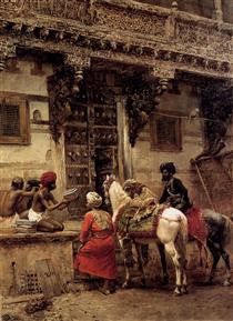 Craftsman Selling Cases By A Teak Wood Building, Ahmedabad - Edwin Lord Weeks