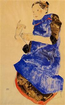 Дівчина в блакитному фартуху - Егон Шиле