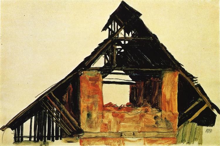 Old Brick House in Carinthia, 1913 - Эгон Шиле