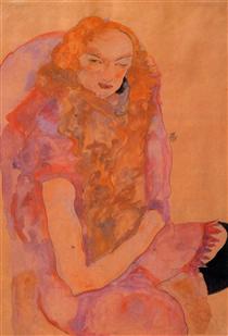 Woman with Long Hair - Egon Schiele
