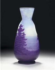 Cameo Glass Landscape Vase - Эмиль Галле