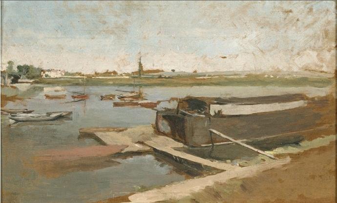Bords de la Seine à Poissy, 1889 - Жан-Луи-Эрнест Месонье