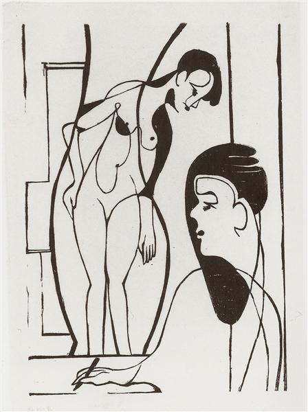 Artist and Female Modell, 1933 - Эрнст Людвиг Кирхнер