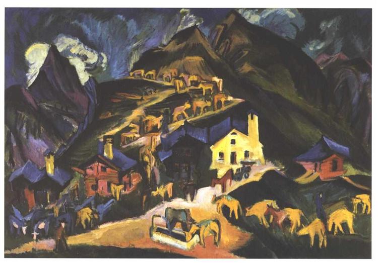 Farmers Driving Cattle to an Alpine Pasture - Ernst Ludwig Kirchner