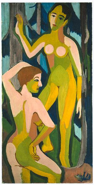 Two Nudes in the Wood II, 1926 - 恩斯特‧路德維希‧克爾希納