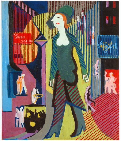 Woman is Walking over a Nighty Street, 1928 - 1929 - Ернст Людвіг Кірхнер