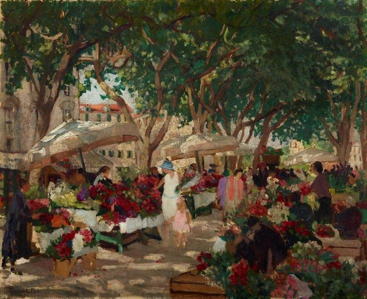 Flower market, Nice, 1925 - Ethel Carrick