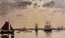Antwerp, boats on the River Escaut - Eugène Boudin