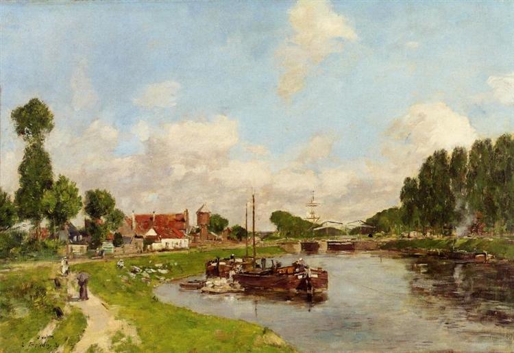 Barges on the canal at Saint-Valery-sur-Somme, 1891 - Eugène Boudin