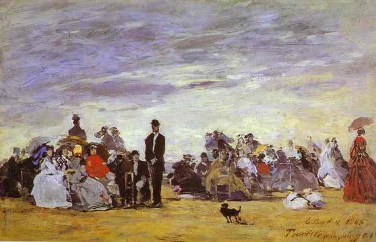 Beach at Trouville, 1864 - Эжен Буден