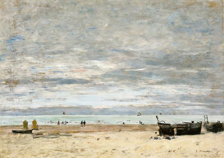 Berck, The Beach at Low Tide, 1882 - Эжен Буден