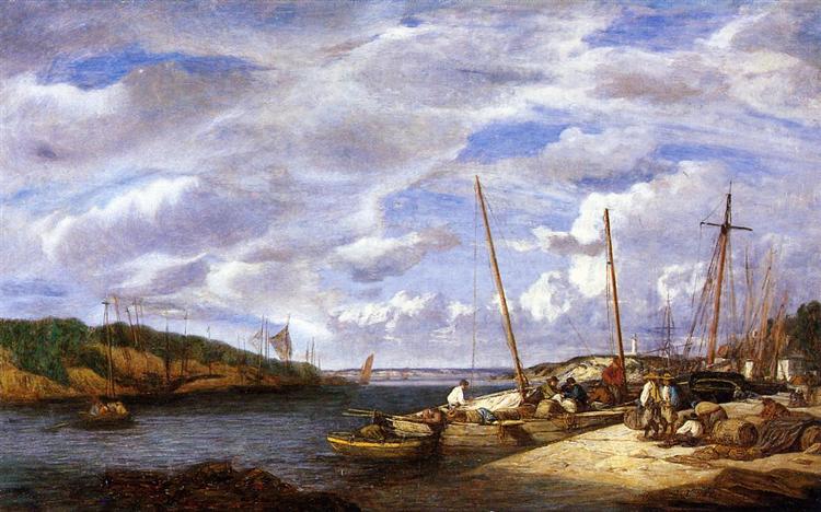Douarnenez, Fishing Boats at Dockside, 1855 - 歐仁·布丹