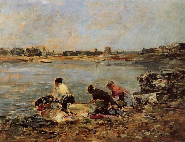 Laundresses on the Banks of the Touques, c.1890 - Ежен Буден