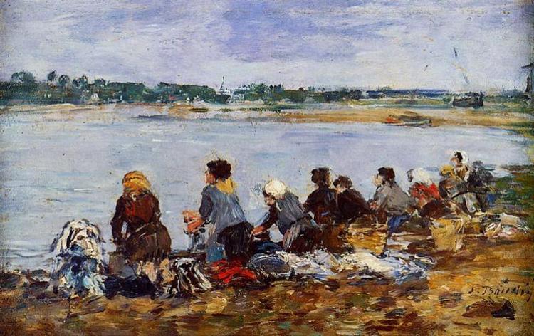Laundresses on the Banks of the Touques, c.1895 - Эжен Буден