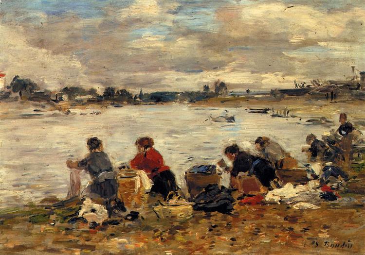 Laundresses on the Banks of the Touques, c.1896 - Eugène Boudin