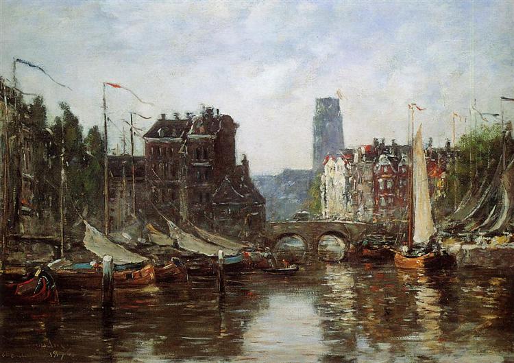 Rotterdam, Le Pont de Bourse, 1876 - Эжен Буден