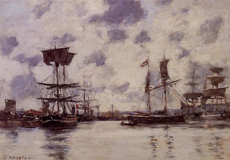 Sailing Boats at Anchor, c.1883 - Эжен Буден