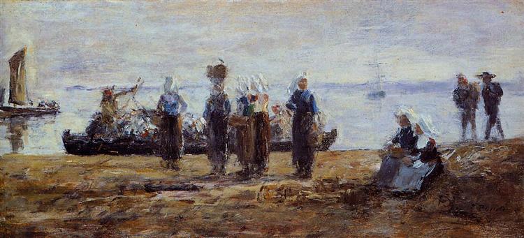 The Ferry at Plougastel, c.1872 - Эжен Буден