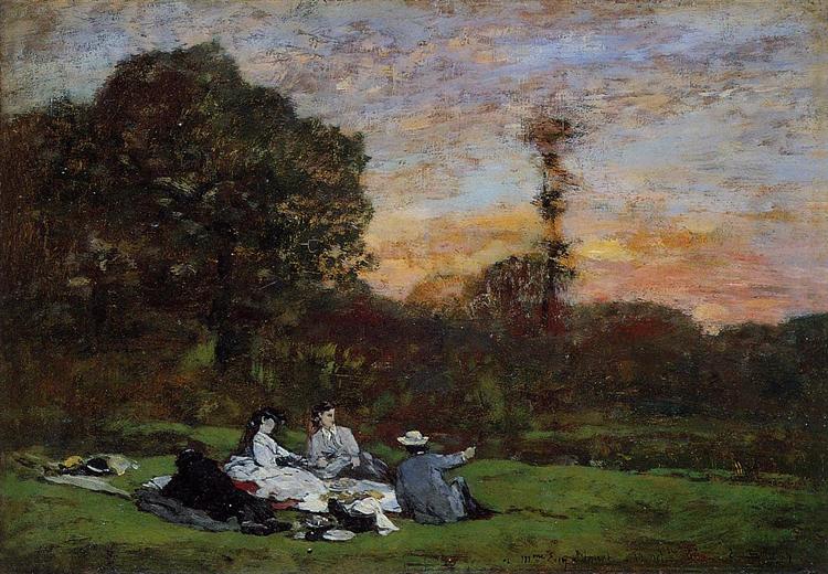 The Manet Family picnicking, 1866 - Эжен Буден