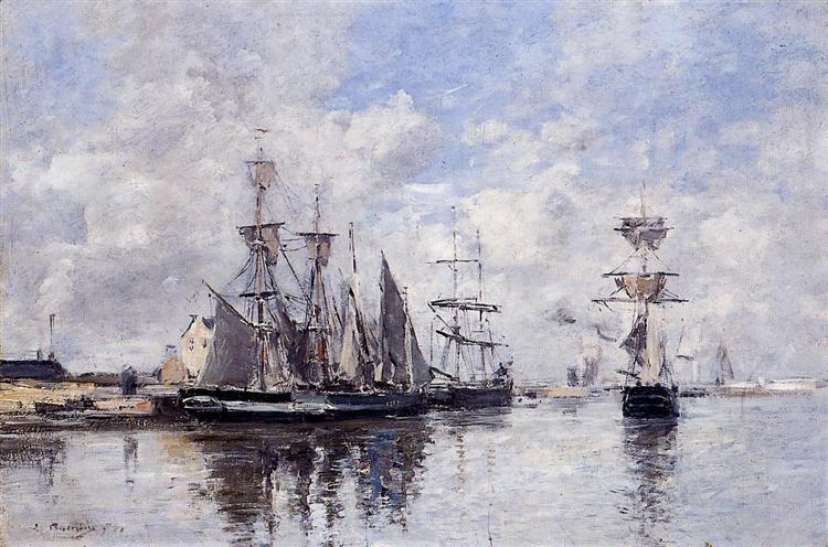 The Port of Deauville, c.1890 - Ежен Буден