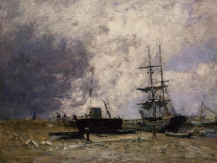 The Trouville Coastline, Low tide, c.1883 - Эжен Буден