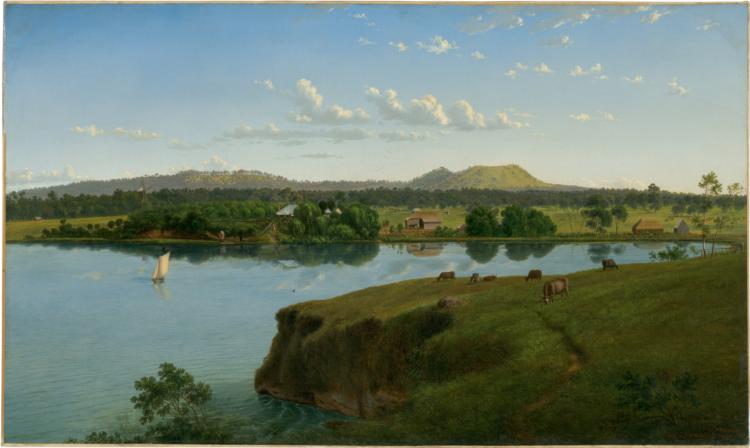 Purrumbete from across the lake, 1858 - Ойген фон Герард
