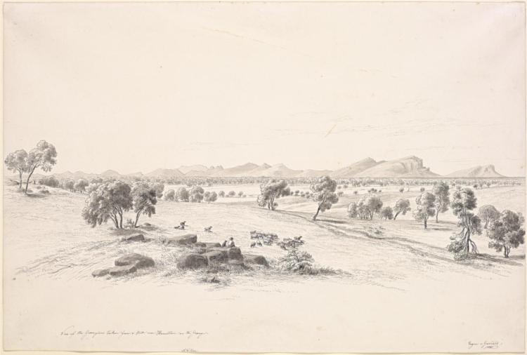 View of the Grampians taken from a hill near Hamilton on the Grange, 1858 - Ойген фон Герард