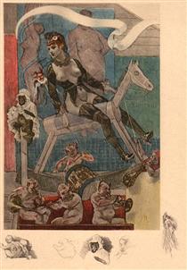 Woman on a Rocking Horse - Felicien Rops