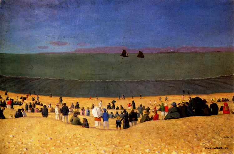 The Beach at Honfleur or Beach with Multitude of Figures, 1919 - Феликс Валлотон