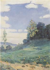 Landscape with two small trees - Фердинанд Ходлер