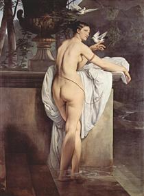 Venus jouant avec deux colombes - Francesco Hayez
