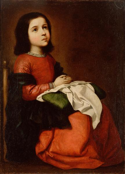 La Vierge Marie comme un enfant en train de prier, c.1660 - Francisco de Zurbarán