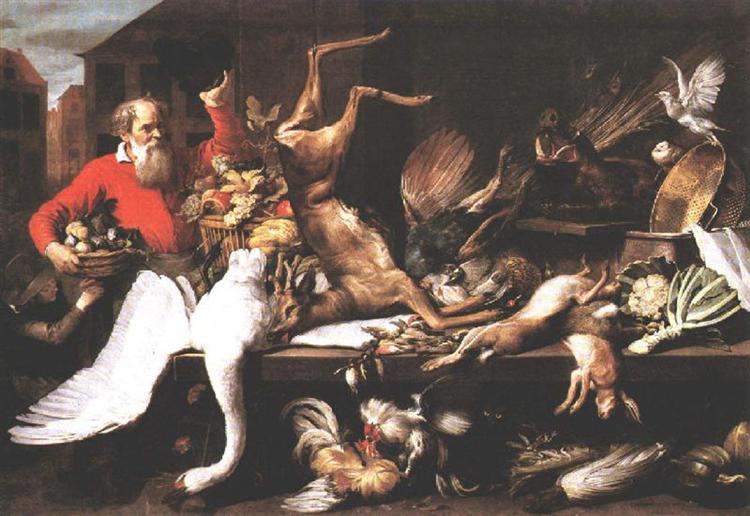 Still Life With Dead Game Fruits And Vegetables In A market, 1614 - Frans Snyders