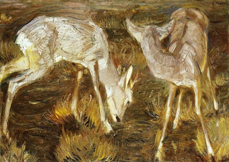 Deer at Dusk, 1909 - Франц Марк