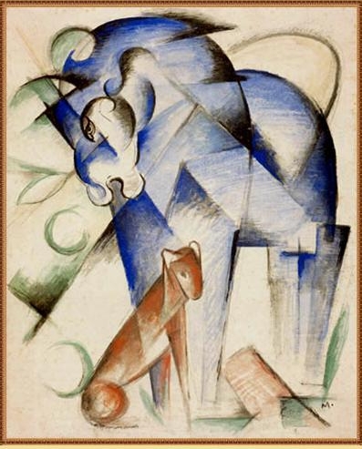 Horse and dog, 1913 - 法蘭茲·馬克