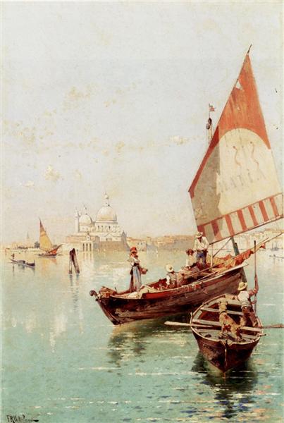 Sailboat In A Venetian Lagoon - Франц Ріхард Унтербергер