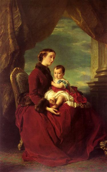 The Empress Eugenie Holding Louis Napoleon, the Prince Imperial, on her Knees, 1857 - Франц Ксавер Вінтерхальтер