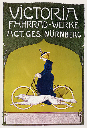 Advertising poster Victoria Fahrradwerke (bicycles), 1900 - Фріц Рем