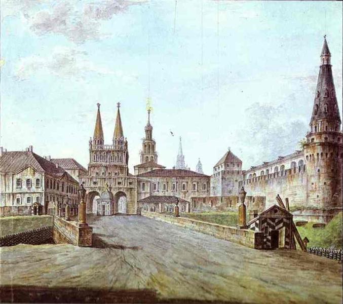 View of Moscow Near the Iversky Gate of the Kremlin, 1800 - Fiódor Alekséiev