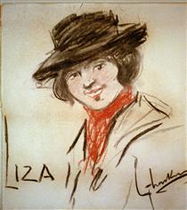 Drawing of Eliza Doolittle, a character from George Bernard Shaw's play "Pygmalion" - George Luks