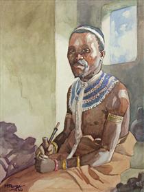 Portrait of a man in traditional dress - George Pemba