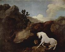 A Horse Frightened by a Lion - George Stubbs