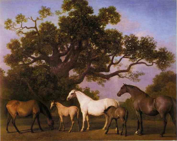 Mares and Foals under an Oak Tree, 1775 - George Stubbs