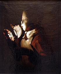 Boy Blowing at Lamp - Жорж де Латур