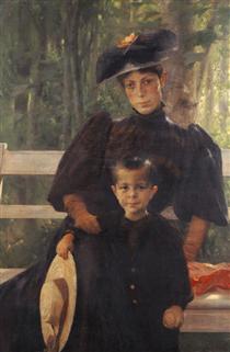 The Artist's Wife with Their Son - Георгиос Яковидис