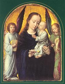 Mary and Child with Two Angels Making Music - Gérard David